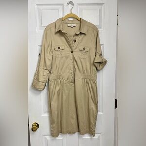 LOFT Utility Pocket Shirtdress w/sleeve option- Medium (D4)